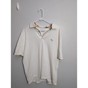 Tommy Bahama Polo Shirt 5 O'Clock Pique Kaleidoscope White SS Large